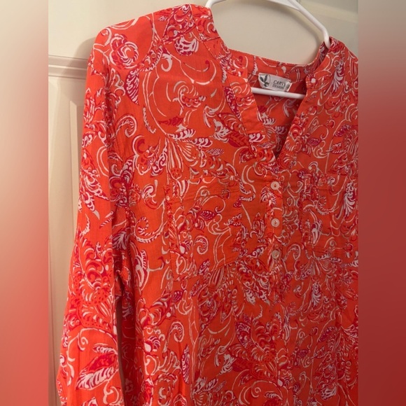 Carve Designs Dylan Gauze Printed Long Sleeve Top, Small - Picture 2 of 7